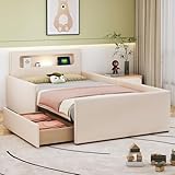 Dolamaní Modern Jugendbett 90x200 cm Polsterbett, Bett mit Lattenrost &...