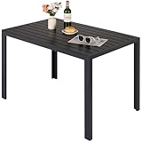LIFERUN Gartentisch mit Aluminiumrahmen, 110x70cm WPC Balkontisch...
