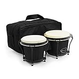 World Rhythm BON7 Bongos 6'' & 7'' Anfänger Eiche Bongo Drums - Matt Black...