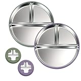 Cosmeria Babyteller mit Saugnapf, 2-teiliges Set aus Edelstahl, Teller mit...
