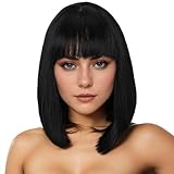 HTTDSLF Schwarz Blonde Bob, Kurze Schwarz Bob Perücke mit Pony,...