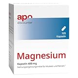 apodiscounter Magnesium Kapseln 400 mg - Reines Magnesiumoxid - 105 vegane...