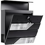 Bl4ckPrint Premium Briefkasten mit Zeitungsfach Anthrazit - Postkasten...