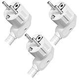 Schuko Stecker Winkelstecker 3 Stücke, Schutzkontakt-Stecker mit...