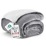 BEDSURE Decke Sofa Kuscheldecke Grau - warm Sherpa Sofaüberwurf Decke,...