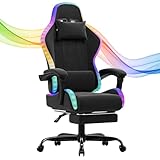 JUMMICO Gaming Stuhl Stoff mit LED, Bürostuhl Ergonomisch mit...