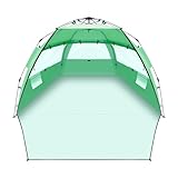CIXMUS Strandmuschel Quick-Up-Aufbau, 3-4 Personen Strandzelt UV-Schutz...