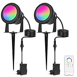 Richsing Gartenbeleuchtung, 15W RGB Gartenleuchte LED mit Erdspieß,IP67...