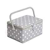 Hobbygift Nähkästchen, Baumwollmischung, Grauer Punkt, Mittelgroß
