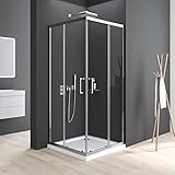 Boromal Duschkabine Schiebetür 75x90cm Eckeinstieg Duschkabine mit...