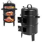 BRRIDE Räucherofen 3 in 1 BBQ Smoker Grill Holzkohlegrill Räuchertonne...