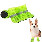 Sommer Mesh Hunde Schuhe, 4 Stück Atmungsaktive Pfotenschutz Hundeschuhe...