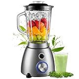 Standmixer Glas Edelstahl 1,5 Liter Glasbehälter 6-Fach Edelstahl Messer...