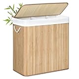 SONGMICS Wäschekorb, 150 l, schmutziger Wäschekorb, 3 Sortierfächer,...