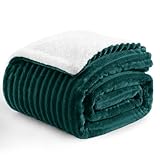 Aisbo Dicke Cord Sherpa Decke Dunkelgrün - Warme Kuscheldecke Flauschig...