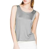 Paradise Silk Ärmelloses Damen-Tanktop aus 100 % Seidenstrick, grau, XS