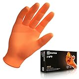 MERCATOR GoGrip Orange Nitrilhandschuhe Größe L - 50 Stück Puderfreie...