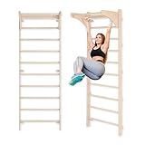 Sprossenwand mit Klimmzugstange für Erwachsene (230 cm), Holz-Kletterwand,...