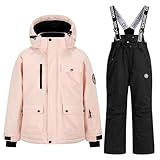 Schneeanzug Kinder, Verdickt Warm Winterjacke und Lätzchen Skihose 2...