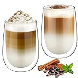 glastal 350ml Doppelwandige Latte Macchiato Gläser Set Borosilikatglas...