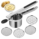ACOMTUO Kartoffelpresse mit 4 Austauschbare Sieb,Spätzlepresse,Edelstahl...