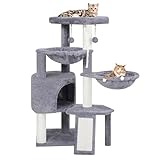 TINWEI Katzenbaum mit Katzenhütte und Zwei Hängematten, Grau