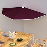 Gecheer Halb-Sonnenschirm mit Mast 180x90 cm Bordeauxrot, Balkonschirm...