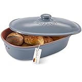 Römertopf Brottopf MAXI aus natürlicher Keramik, Brotbehälter für...
