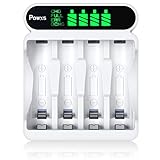 POWXS Batterie Ladegerät für NI-MH NI-CD AA AAA Akkus, 4 Ladeplatz Akku...