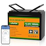 ECO-WORTHY LiFePO4 100Ah Bluetooth, Lithium Batterie 12V 100ah mit BMS Low...