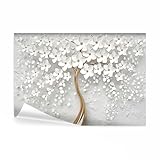 decomonkey Fototapete Blumen Baum 350x256 cm XL Tapete Fototapeten Vlies...