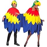 W WIDMANN MILANO Party Fashion - Kostüm Papagei, Poncho mit Kapuze, Vogel,...