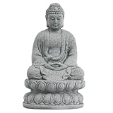 FOLANDO Buddha-Figur sitzend auf Lotus, Sandstein Buddha Statue Sakyamuni...