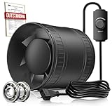BUMSOU Rohrventilator 100 mm Regelbare Geschwindigkeit, 145m³/h Rauchabzug...