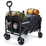 YEAUPE PRO Bollerwagen Faltbar mit Bremsen, 125L 100KG Belastbar, 12x5cm...