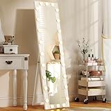 HOMCOM Ganzkörperspiegel mit Beleuchtung 150 x 40 cm LED Standspiegel 3...