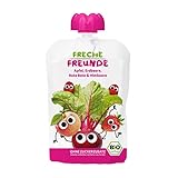 FRECHE FREUNDE Bio Quetschie Apfel, Rote Bete, Erdbeere & Himbeere,...