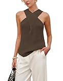 Women's Cross - Halter Knit Top, Sleeveless Beige Knitted Vest, Stylish...