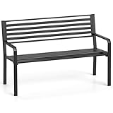 COSTWAY Gartenbank Metall, wetterfeste Sitzbank für 2 Personen, Balkonbank...