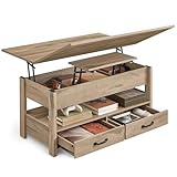 VASAGLE Couchtisch, höhenverstellbarer Wohnzimmertisch, Gaszylinder, 2...