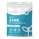 Zink Tabletten 25mg - 400 Vegane Tabletten - Zink Hochdosiert, Ohne...