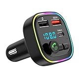 Amztour FM Transmitter Auto Bluetooth 5.0 KFZ Bluetooth Adapter Auto...