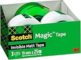 Scotch Magic Unsichtbares Klebeband, 3 Rollen, 19 mm x 25 m + 1...