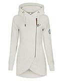 ELFIN Damen Jacken Sweatjacket Damen Sweatjacke mit Kapuze Hellgrau Melange...