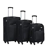 BEIBYE Stoff Kofferset Trolley Gepäckset mit Vorder Taschen, Oberer...