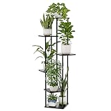 Bamworld Blumenständer Schwarz Hoch – Pflanzenständer aus Metall mit 6...
