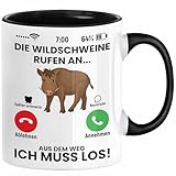 Trendation - Die Wildschweine Rufen An Tasse Geschenk für Jäger Lustiger...