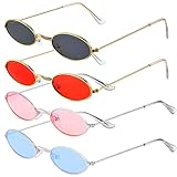 4 Stück Retro Sonnenbrille Oval Brille, Vintage Sonnenbrillen Set,...