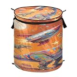 Bunte Cartoon-Raketen-Wäschekorb, zusammenklappbar und wasserdicht,...