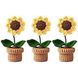 YANGSHINE Künstliche Mini-Topfblumen, handgefertigt, gehäkelt,...
